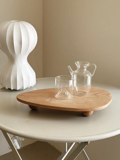 Wooden Serving Tray Decorative, Solid Beech Raised on Legs, 38 cm — Atrium NH-055