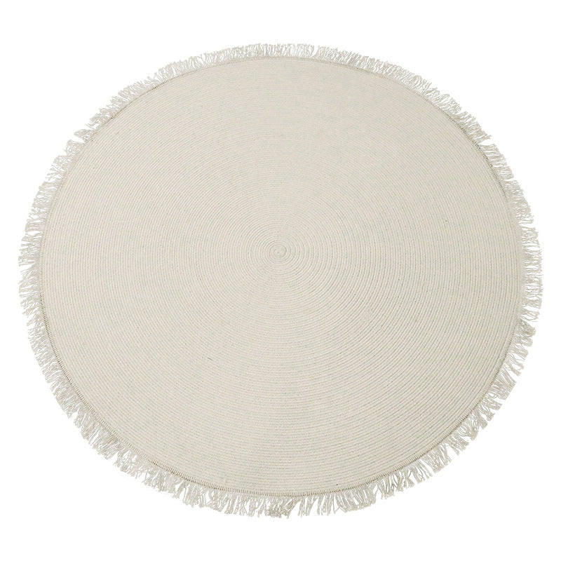 Handwoven Cotton Rug Round, 120 to 150 cm Diameter Solid Colour — Atrium NH-050