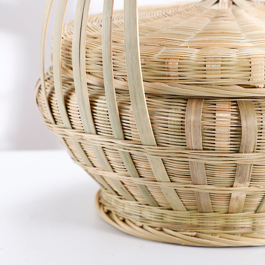 Lidded Bamboo Woven Storage Basket — Reed NH-927