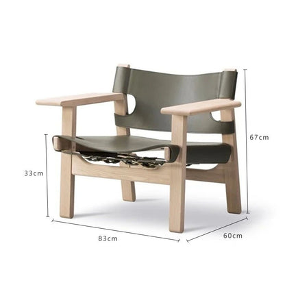 Solid Wood and Leather Lounge Chair — Loggia NH-1482
