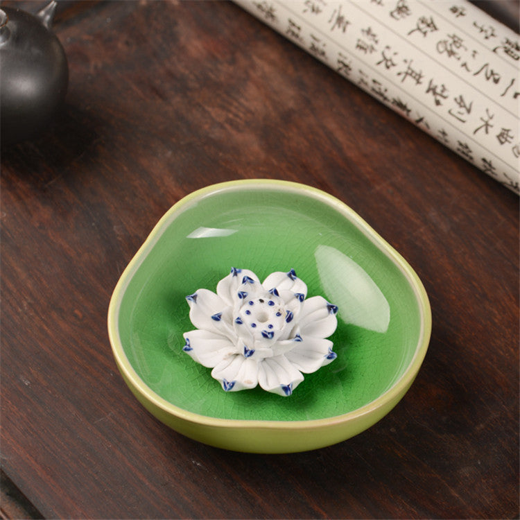 Lotus Porcelain Incense Stick Holder, One or Three Holes — Atrium NH-668