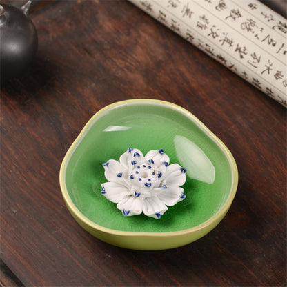 Lotus Porcelain Incense Stick Holder, One or Three Holes — Atrium NH-668