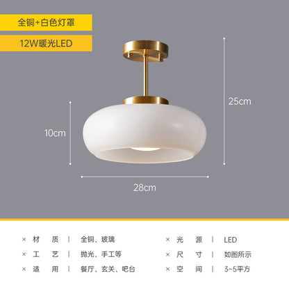 Brass Ceiling Light Hallway, Solid Brass Flush Mount — Meridian NH-042