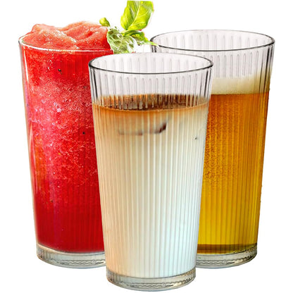 Vero · NH 02-04 — Ribbed Tall Glasses, Set of Ten