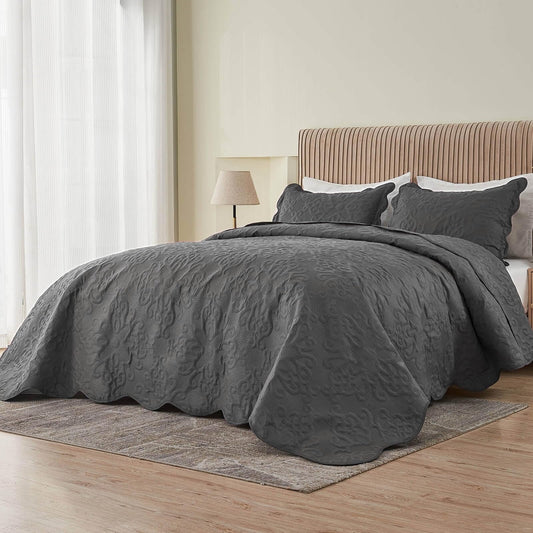 The Quilted Cotton Coverlet — Charcoal