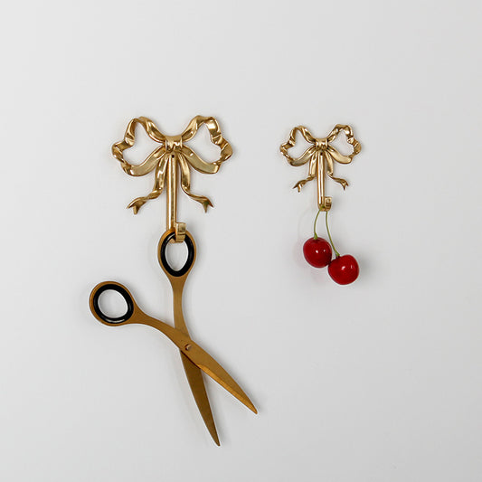 Solid Brass Bow Wall Hook for Bathroom and Entry — Ribbon NH-869