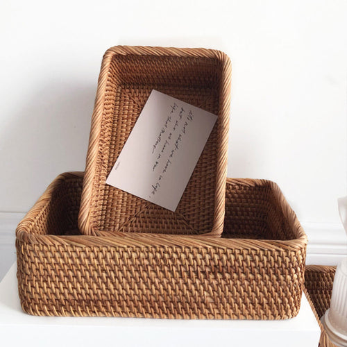 Rattan Storage Basket, Handwoven Rectangular — Weave NH-464