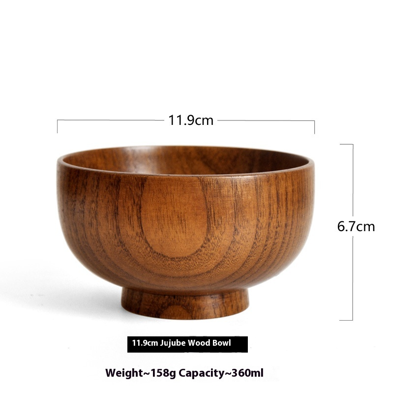 Wooden Soup Bowl for Rice and Noodles, Jujube Wood — Alcova NH-630