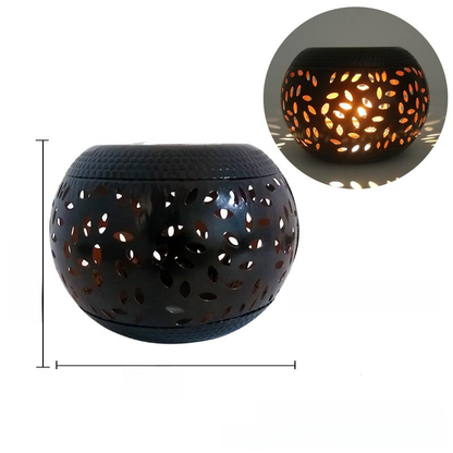 Solar Lantern Outdoor, Pierced Iron Pot Form 15cm — Beacon NH-372