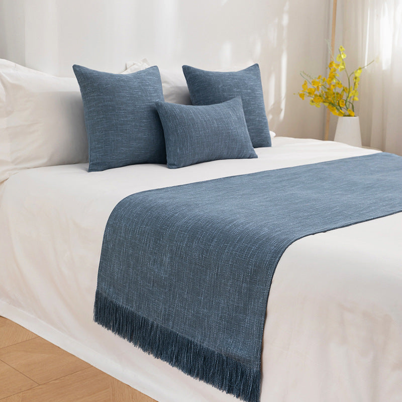 Bed Runner with Fringe and Matching Cushion Cover — Solstice NH-899