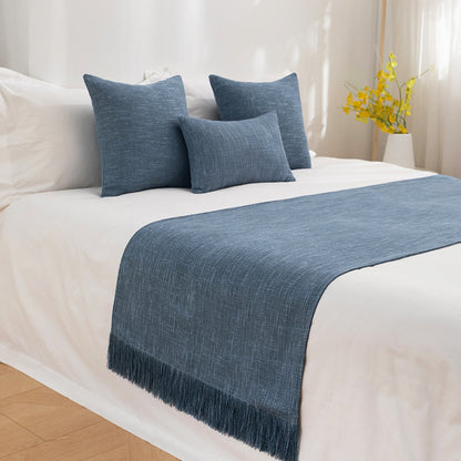 Bed Runner with Fringe and Matching Cushion Cover — Solstice NH-899