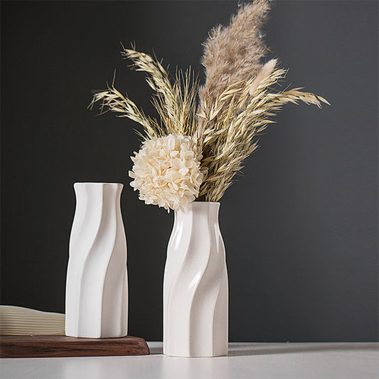 Spiral Ceramic Vase White, Hand-Glazed Vase for Fresh or Dried Flowers — Atrium NH-655