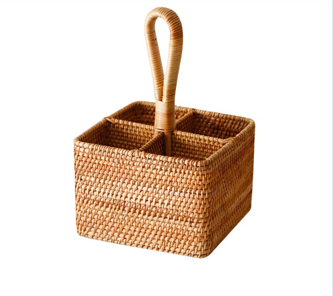 Tall Rattan Storage Basket with Handles — Vellum NH-921