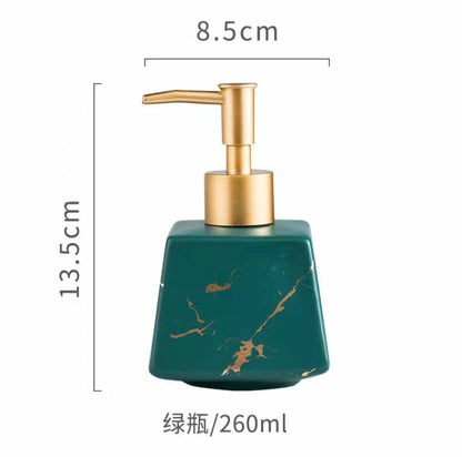 Marble-Pattern Ceramic Soap Dispenser Pump Bottle 260ml — Ewer NH-846