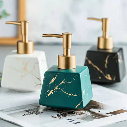 Marble-Pattern Ceramic Soap Dispenser Pump Bottle 260ml — Ewer NH-846