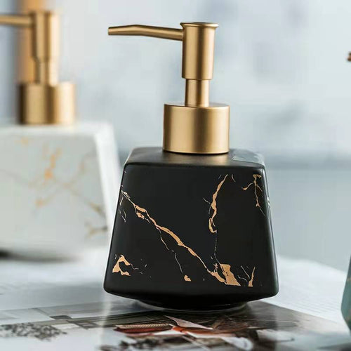 Marble-Pattern Ceramic Soap Dispenser Pump Bottle 260ml — Ewer NH-846