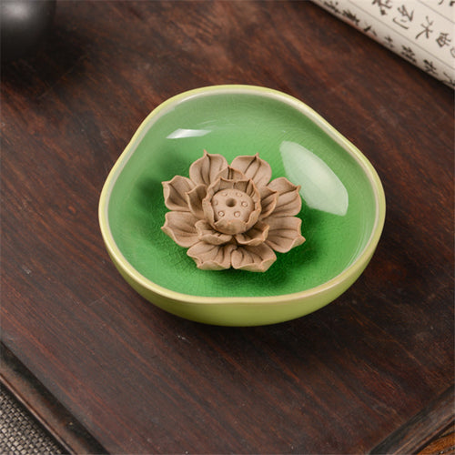 Lotus Porcelain Incense Stick Holder, One or Three Holes — Atrium NH-668
