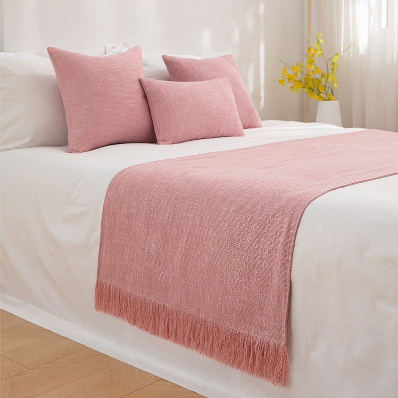 Bed Runner with Fringe and Matching Cushion Cover — Solstice NH-899