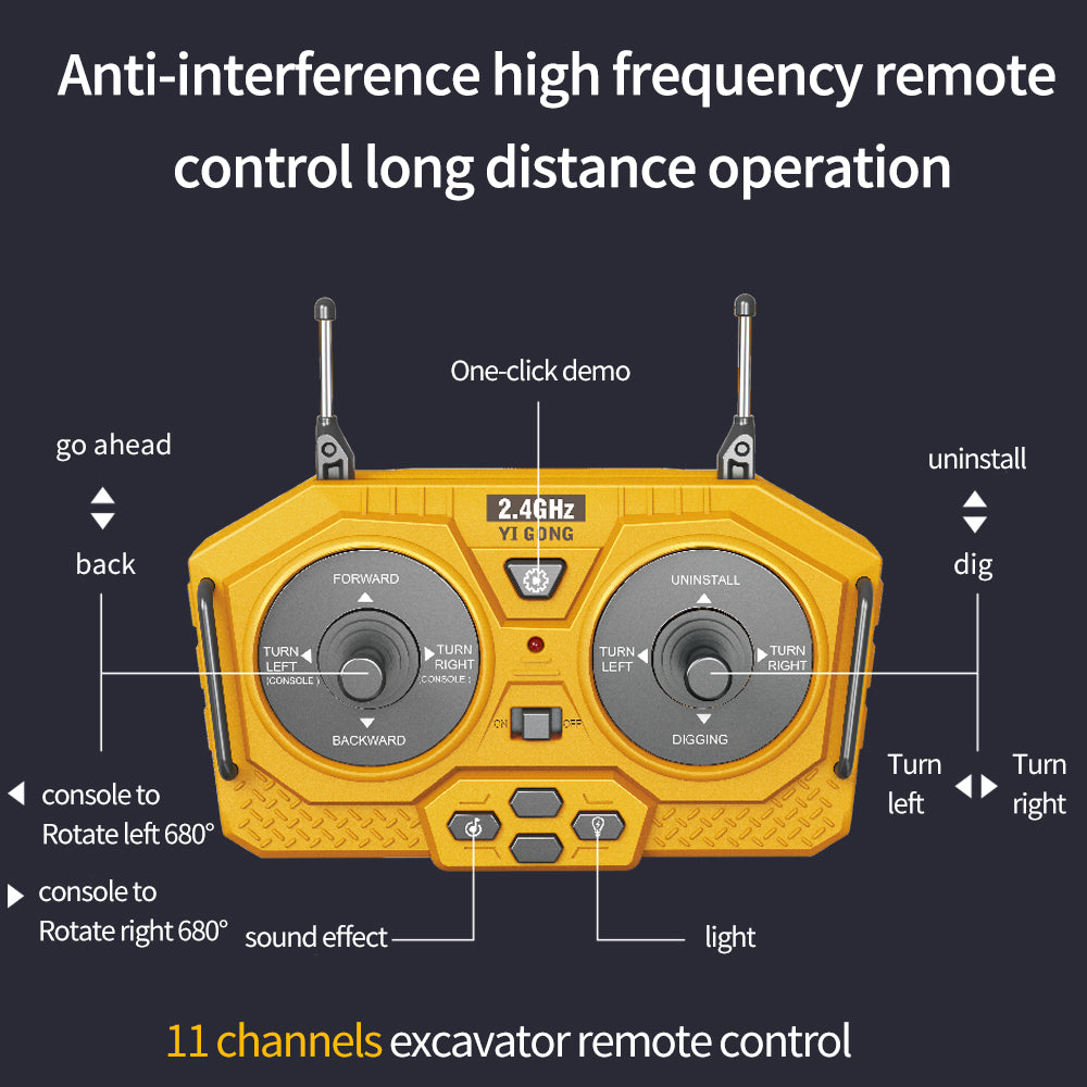 Remote Control Excavator, 11-Channel, Rechargeable — Playtime NH-1665