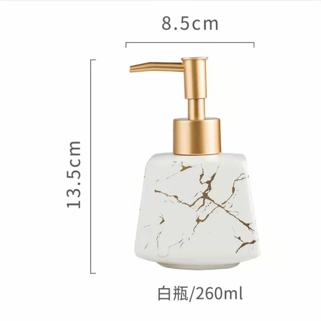 Marble-Pattern Ceramic Soap Dispenser Pump Bottle 260ml — Ewer NH-846