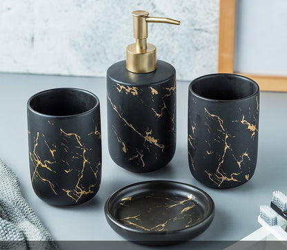 Marble-Pattern Ceramic Bathroom Vanity Set — Thermae NH-841
