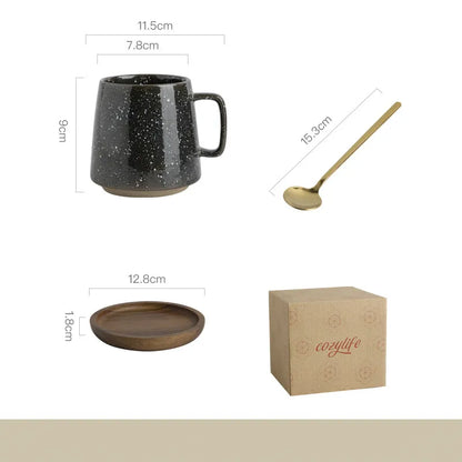 Stoneware Mug for Coffee and Tea, Textured Glaze — Marmo NH-611