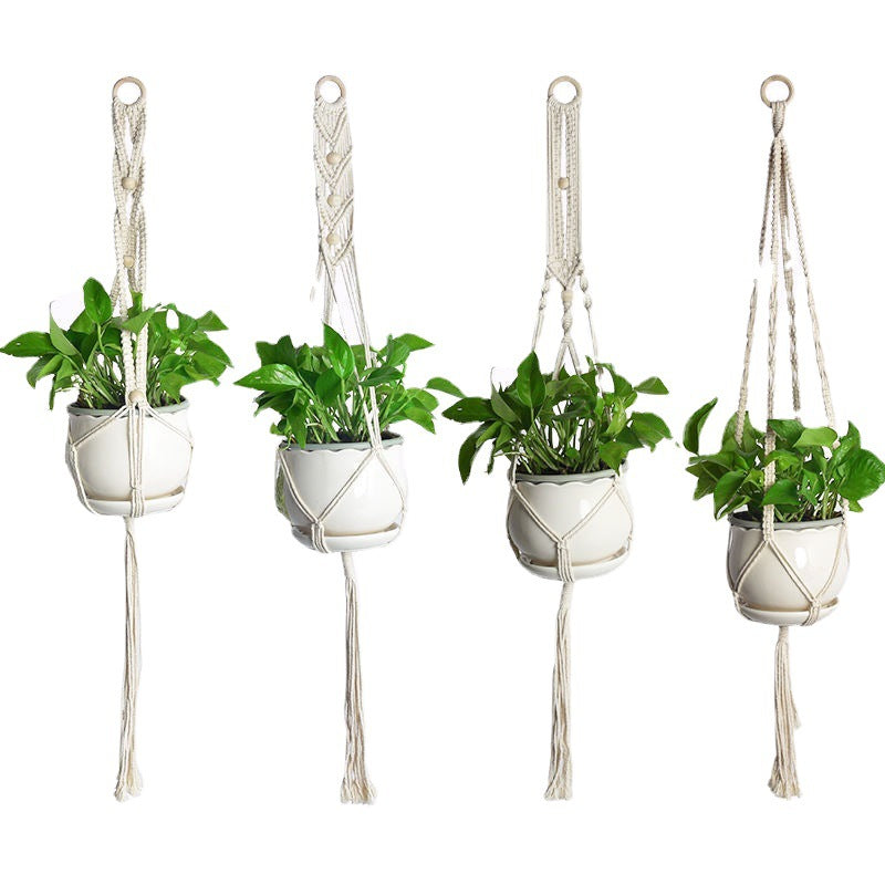 Macrame Plant Hanger, Handwoven Cotton Rope — Atrium NH-386