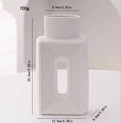 Rectangular Ceramic Vase White, Hand-Glazed Square and Slim Vase — Atrium NH-650