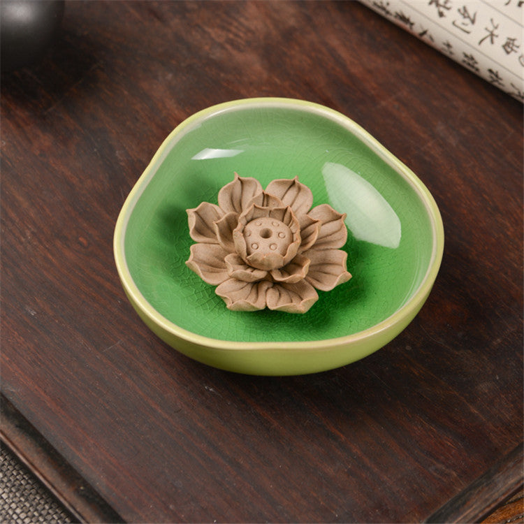 Lotus Porcelain Incense Stick Holder, One or Three Holes — Atrium NH-668