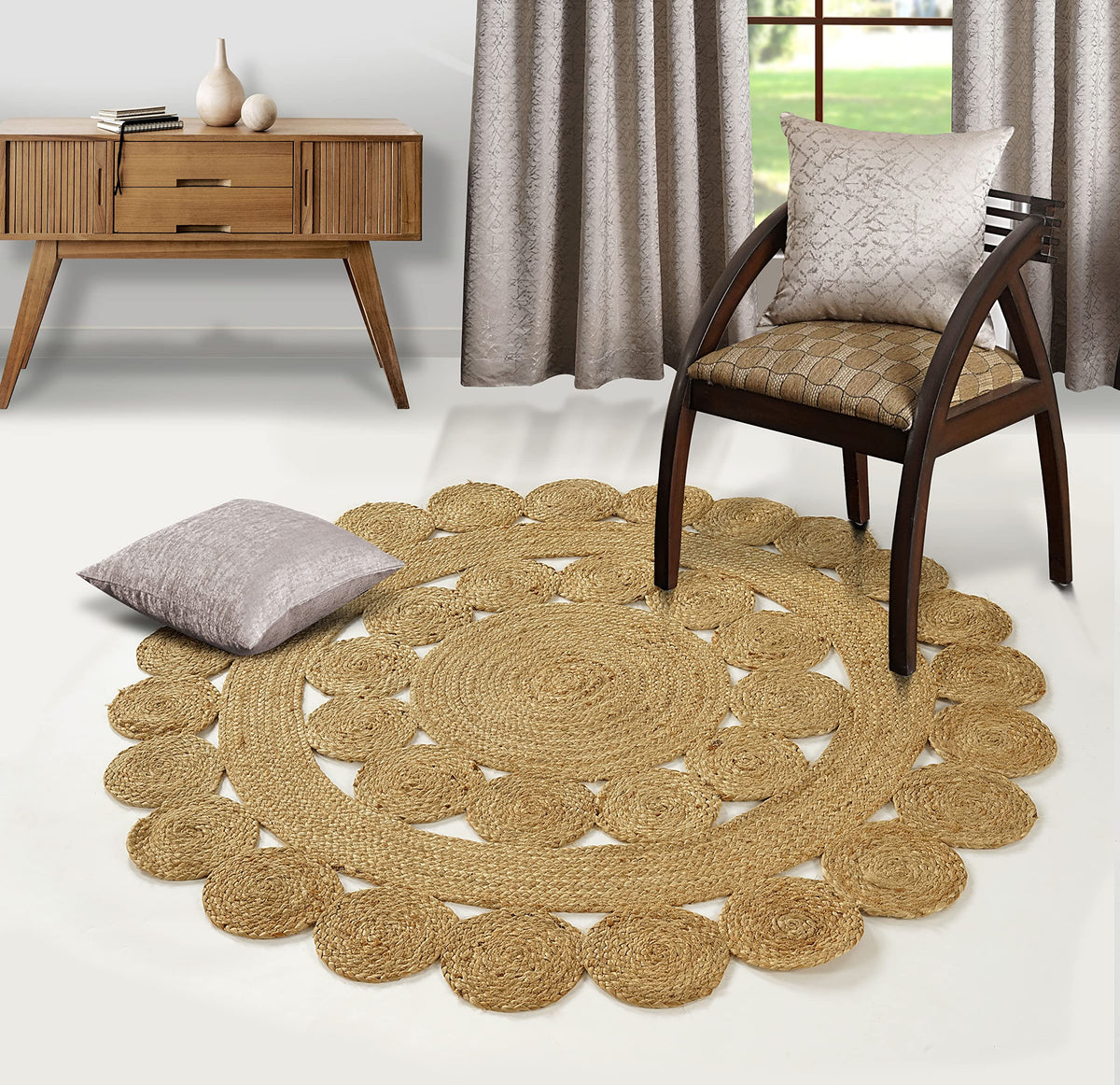 Round Braided Jute Rug, 150cm Natural — Loom NH-1589