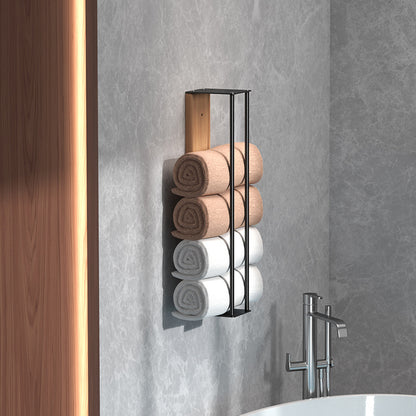 Wood and Metal Wall Towel Rack — Balnea NH-1525