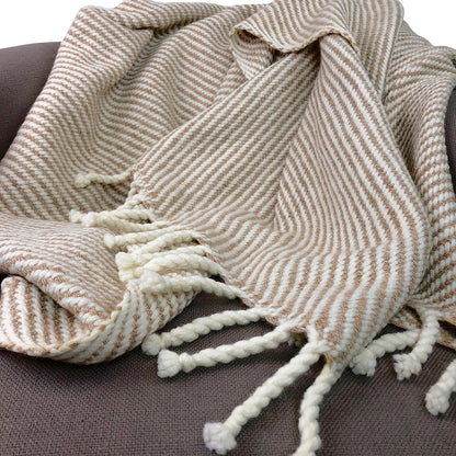 Alpaca Chunky Stripe Throw, Camel — Fell NH-1503