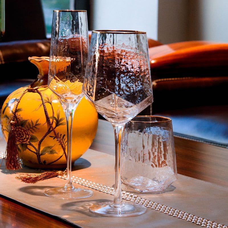 Hammered Glass Wine Goblet — Verre NH-1558