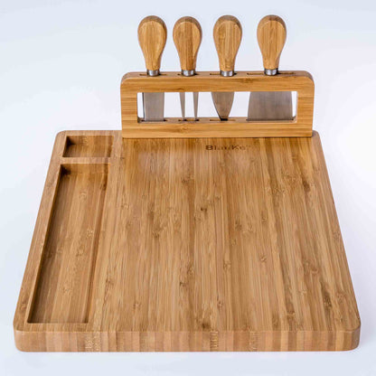 Bamboo Cheese Board with Four Knives, 36 x 28cm — Grove NH-1571