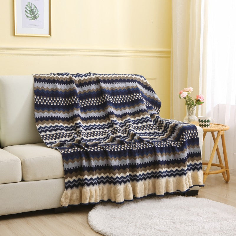Ruffled Edge Knitted Throw Blanket — Bower NH-895