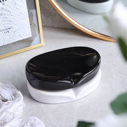 Ceramic Soap Dish with Drain Rack, Minimalist — Rill NH-851