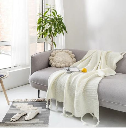 Knitted Throw Blanket, Soft Yarn Bed Throw — Reverie NH-897