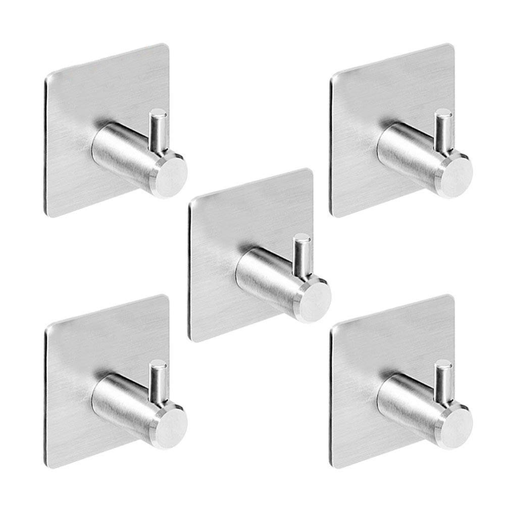 Self-Adhesive Wall Hooks, 5-Pack Stainless Steel — Latch NH-491
