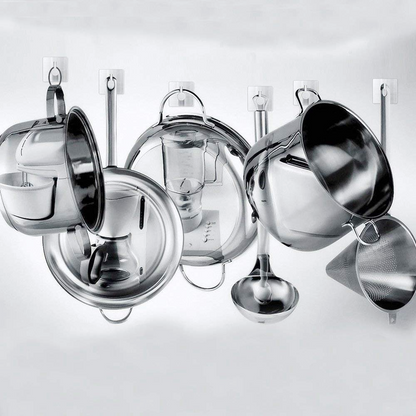 Self-Adhesive Wall Hooks, 5-Pack Stainless Steel — Latch NH-491