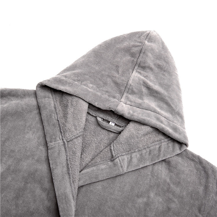 Hooded Cotton Linen Bathrobe, 650gsm Hotel Bath Robe — Basin NH-804