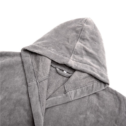 Hooded Cotton Linen Bathrobe, 650gsm Hotel Bath Robe — Basin NH-804