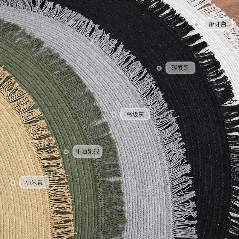 Handwoven Cotton Rug Round, 120 to 150 cm Diameter Solid Colour — Atrium NH-050