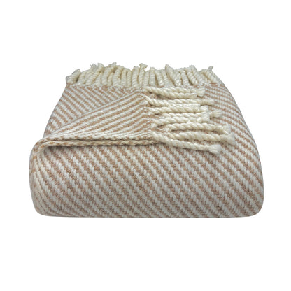 Alpaca Chunky Stripe Throw, Camel — Fell NH-1503