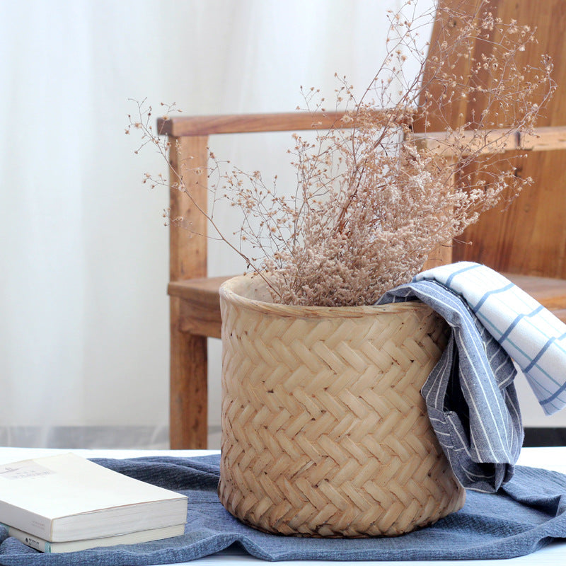 Cement Planter Woven Bamboo Look, 16cm — Atrium NH-380