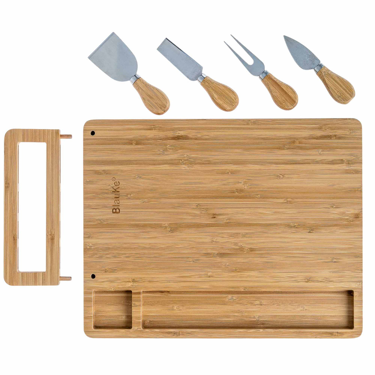 Bamboo Cheese Board with Four Knives, 36 x 28cm — Grove NH-1571