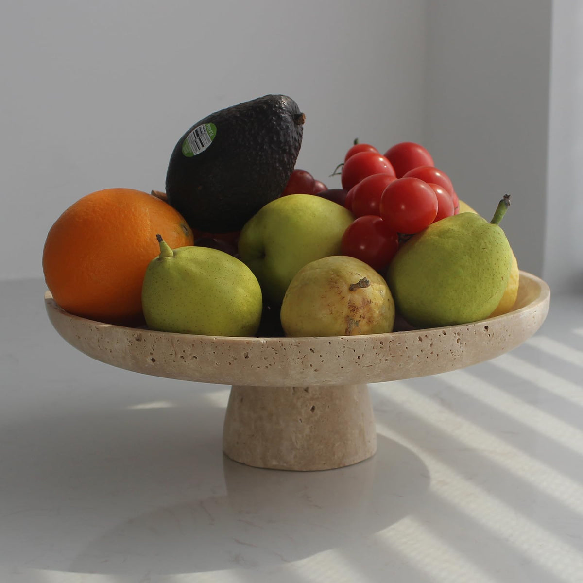 Travertine Footed Fruit Bowl, 26cm — Marmo NH-1421