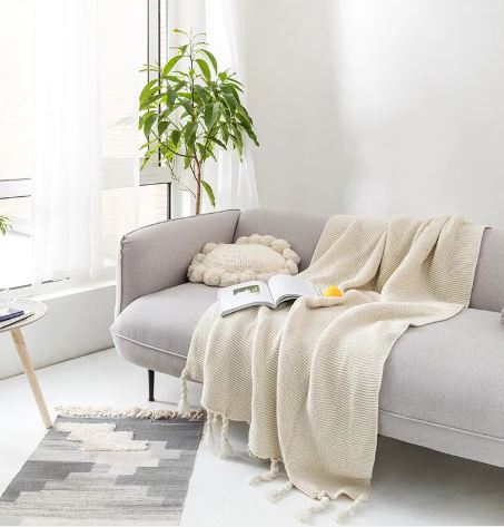 Knitted Throw Blanket, Soft Yarn Bed Throw — Reverie NH-897
