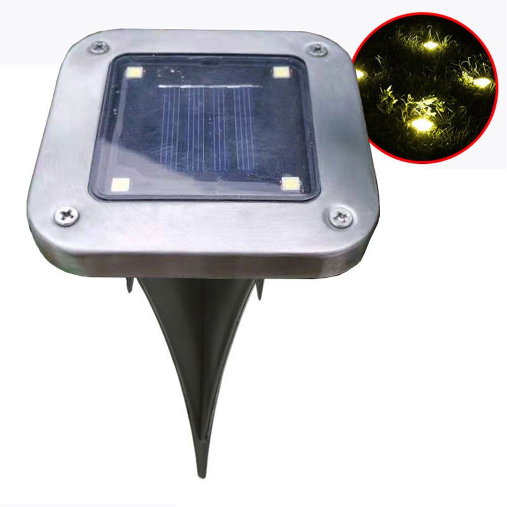 Solar Ground Light Square, Stainless Steel 10cm — Pathstone NH-369