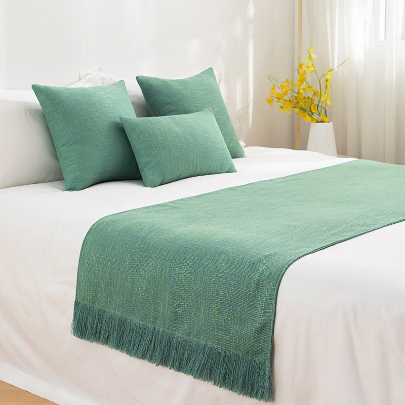 Bed Runner with Fringe and Matching Cushion Cover — Solstice NH-899