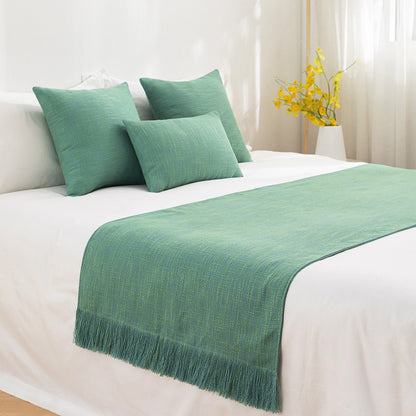 Bed Runner with Fringe and Matching Cushion Cover — Solstice NH-899